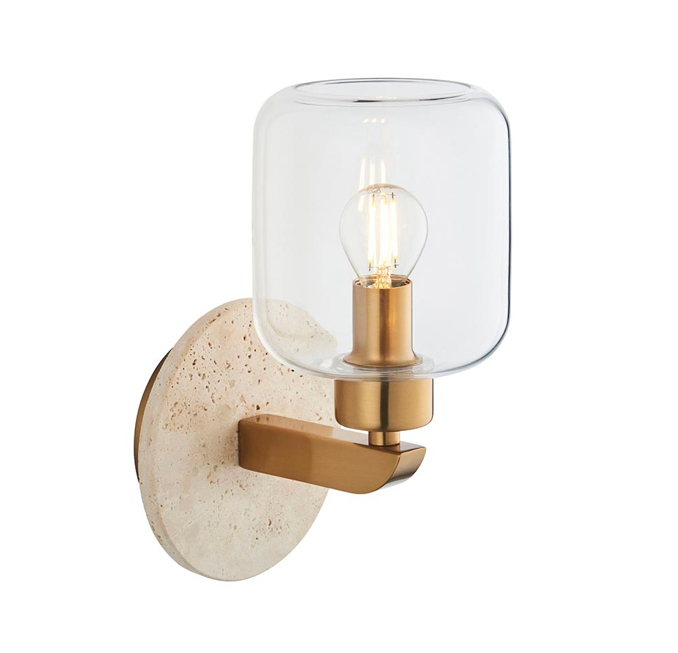 Travi Ribbed/ Clear Wall Light-  Various Base Finishes