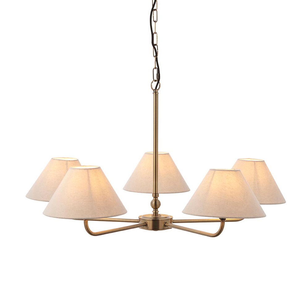 Lille 5lt Hanging Ceiling Lights- Black/ Brass Finishes