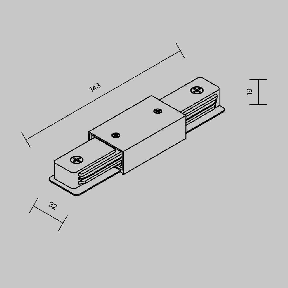 Medium power connector Unity Components for surface-mounted track system