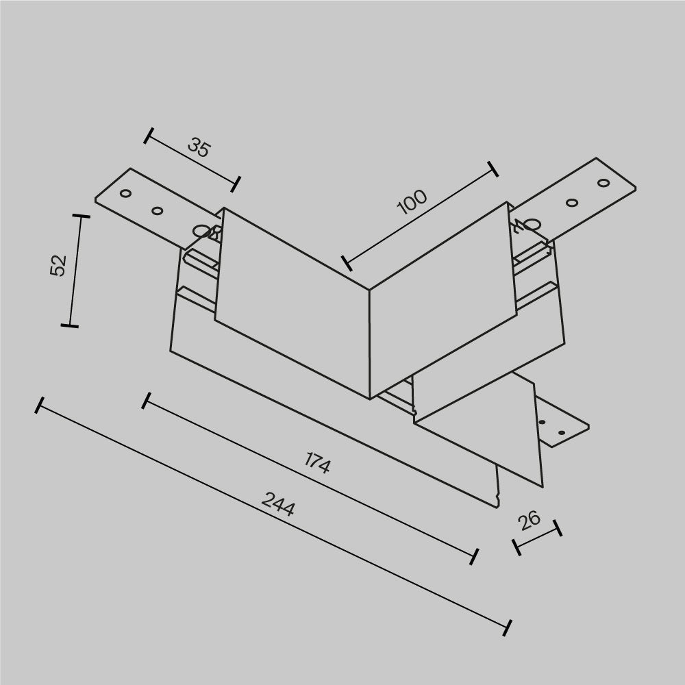 T-connector Exility surface-mounted