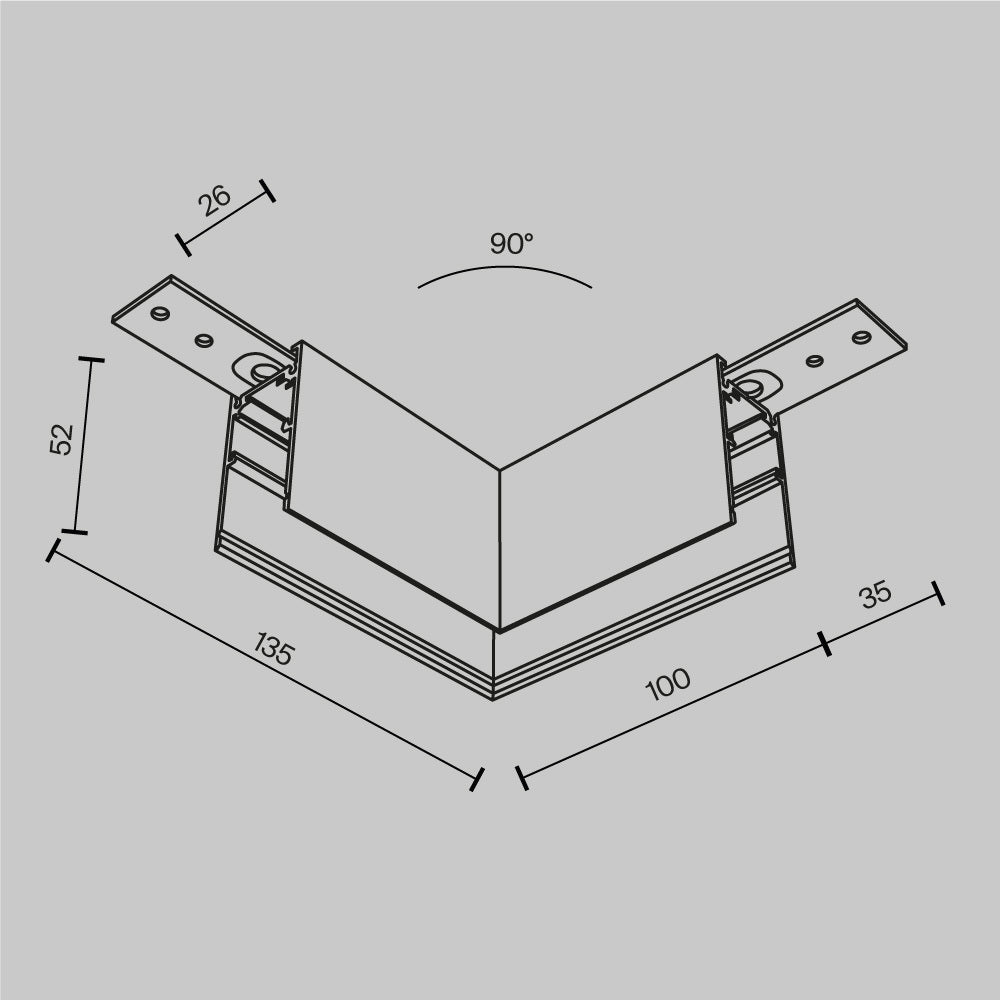 L-connector Exility surface-mounted