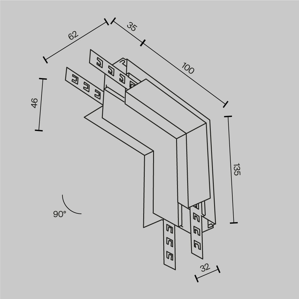 Internal L-connector Exility recessed