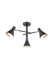 Focus 3/6Lt Indoor Semi Flush Ceiling Light - Black & Silver/Black & Gold Finish