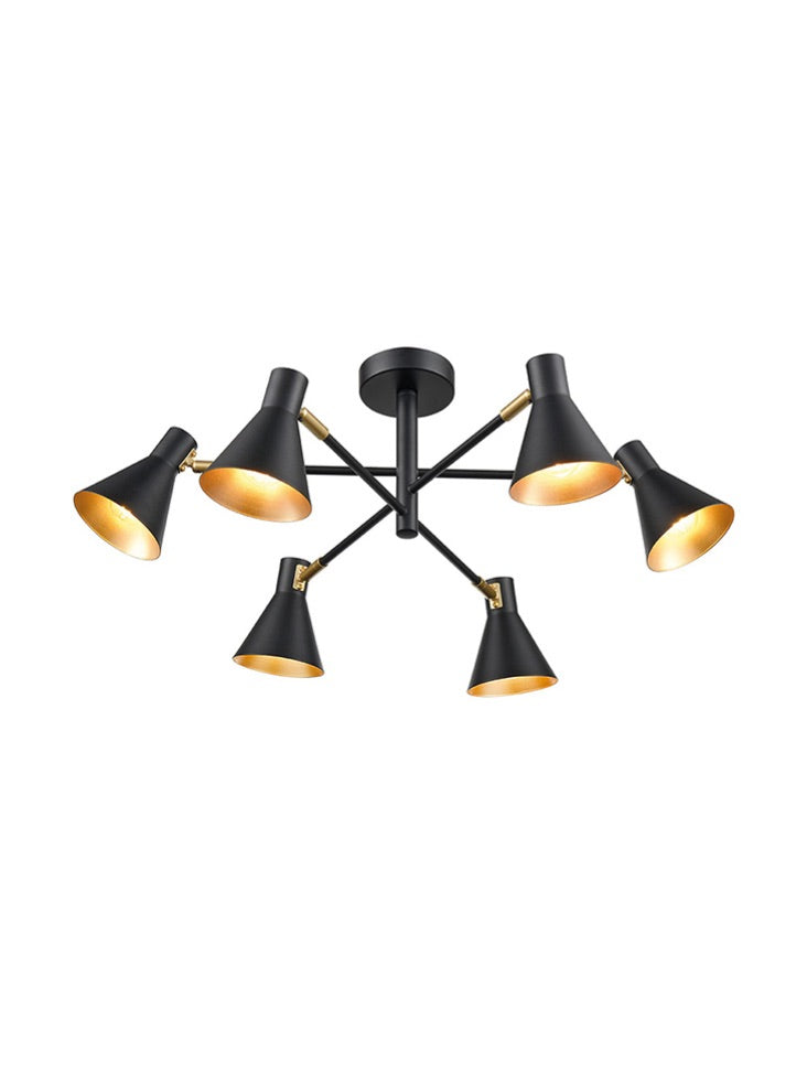 Focus 3/6Lt Indoor Semi Flush Ceiling Light - Black & Silver/Black & Gold Finish
