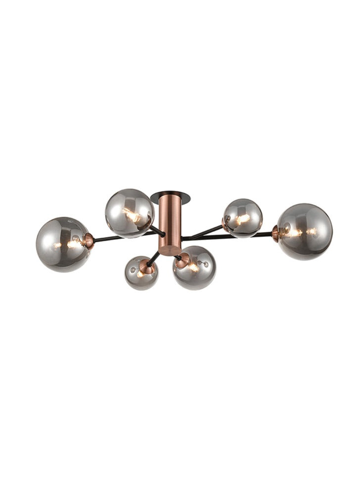 Solero 4/6/8Lt Indoor Semi Flush Ceiling Light - Black & Copper Finish
