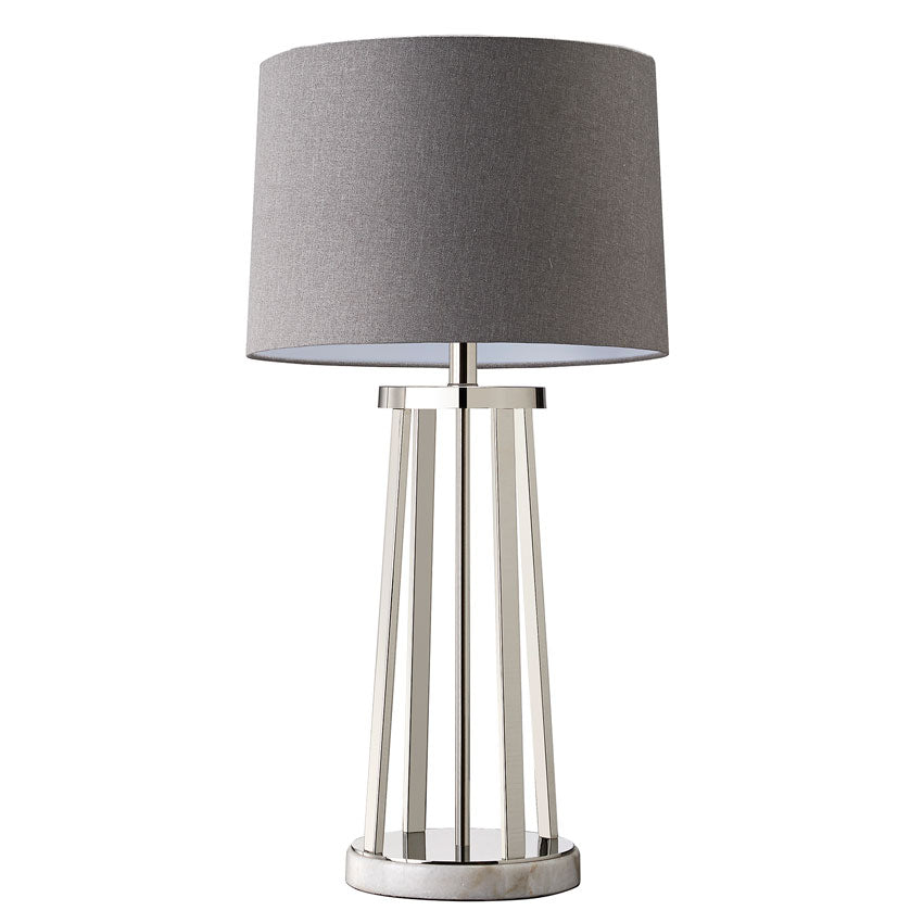 Edison Polished Nickel Table Lamp W/ Grey Shade