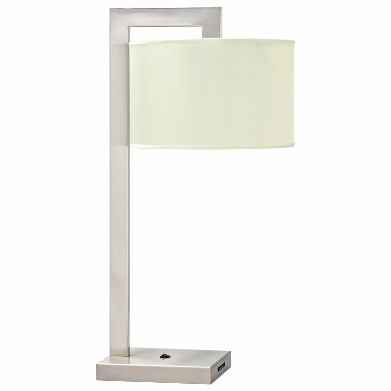 Ultra Lounge Satin Nickel With White Shade Table Lamp