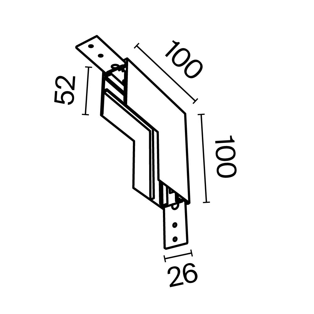 Internal L-connector Exility surface-mounted