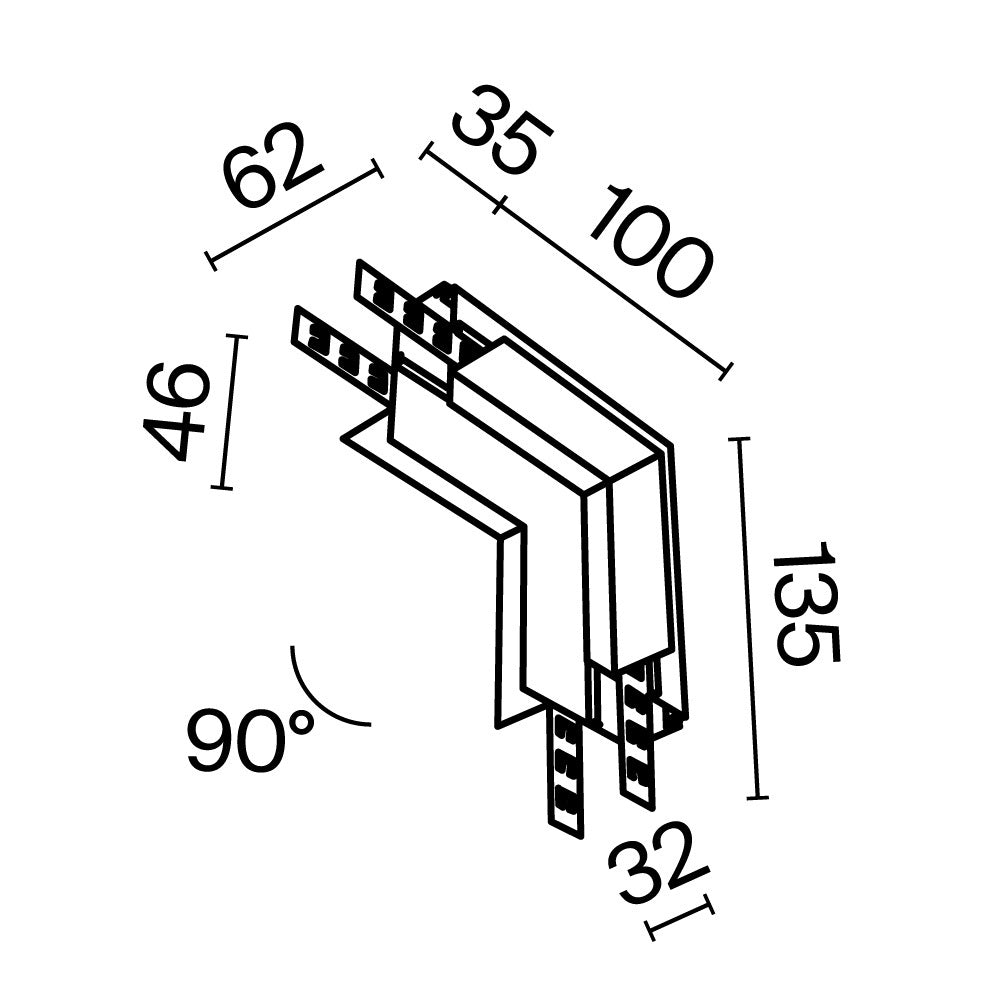 Internal L-connector Exility recessed
