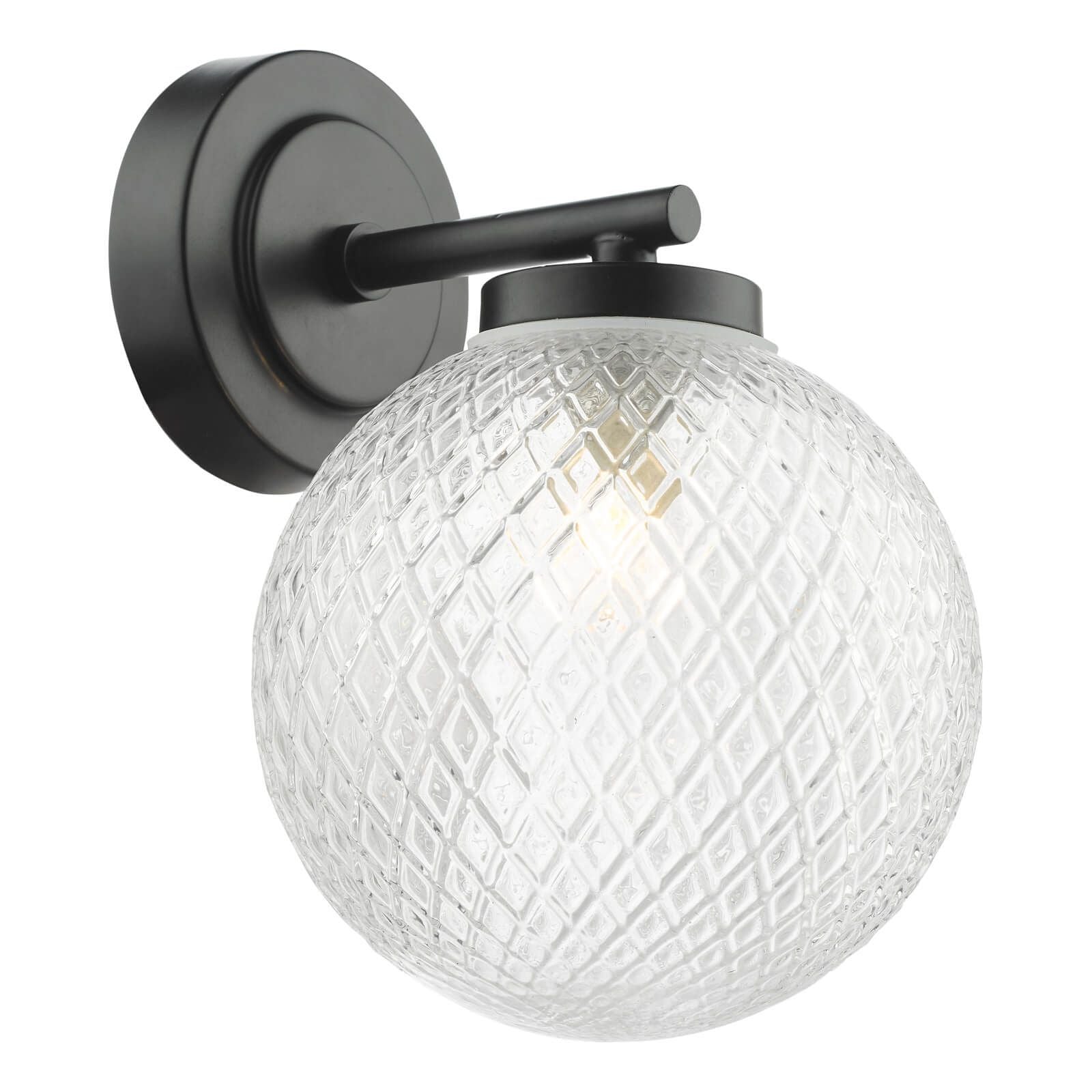 Wayne Bathroom Wall Light Polished Chrome/Matt Black Glass IP44