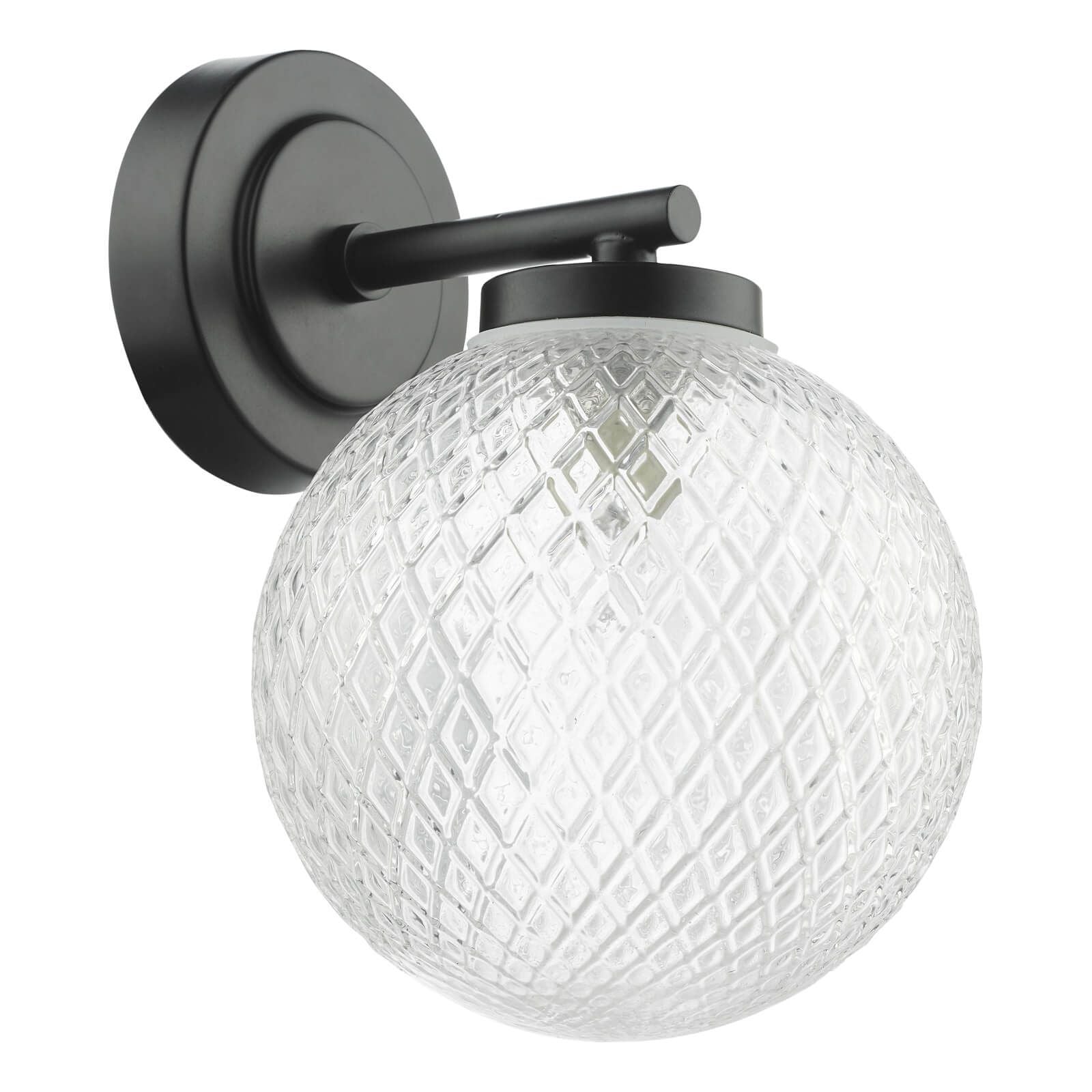 Wayne Bathroom Wall Light Polished Chrome/Matt Black Glass IP44