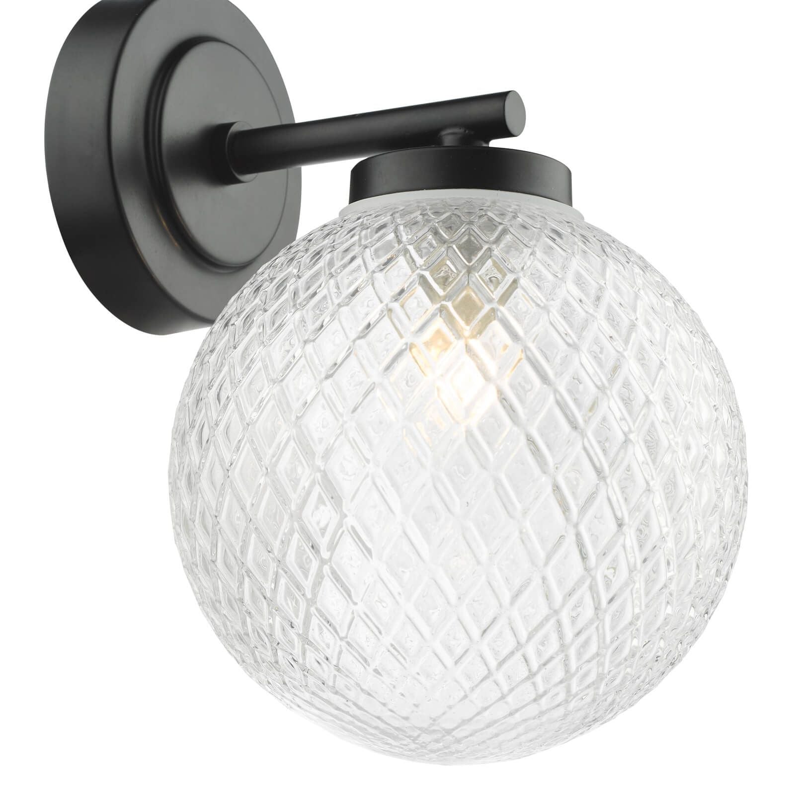 Wayne Bathroom Wall Light Polished Chrome/Matt Black Glass IP44