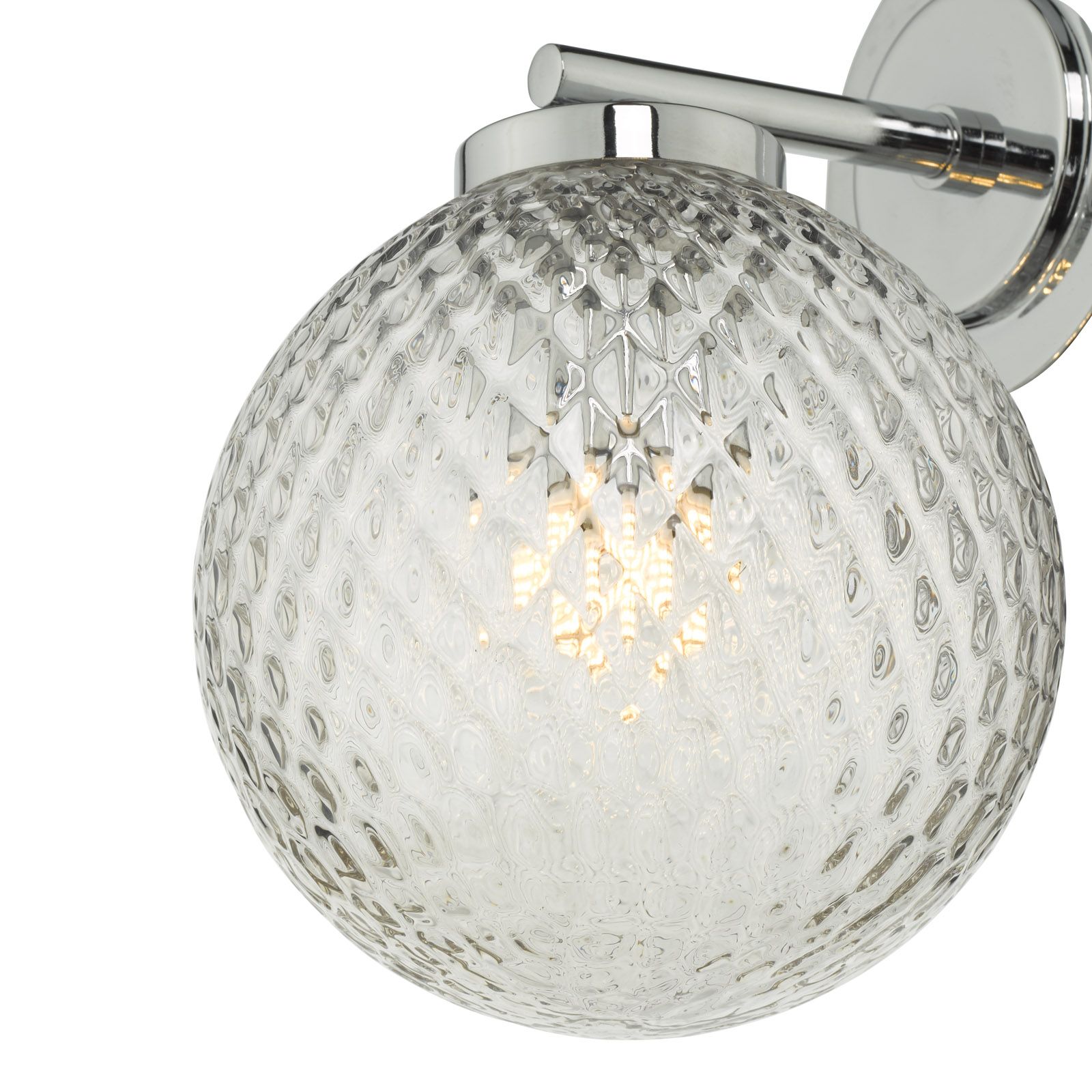 Wayne Bathroom Wall Light Polished Chrome/Matt Black Glass IP44