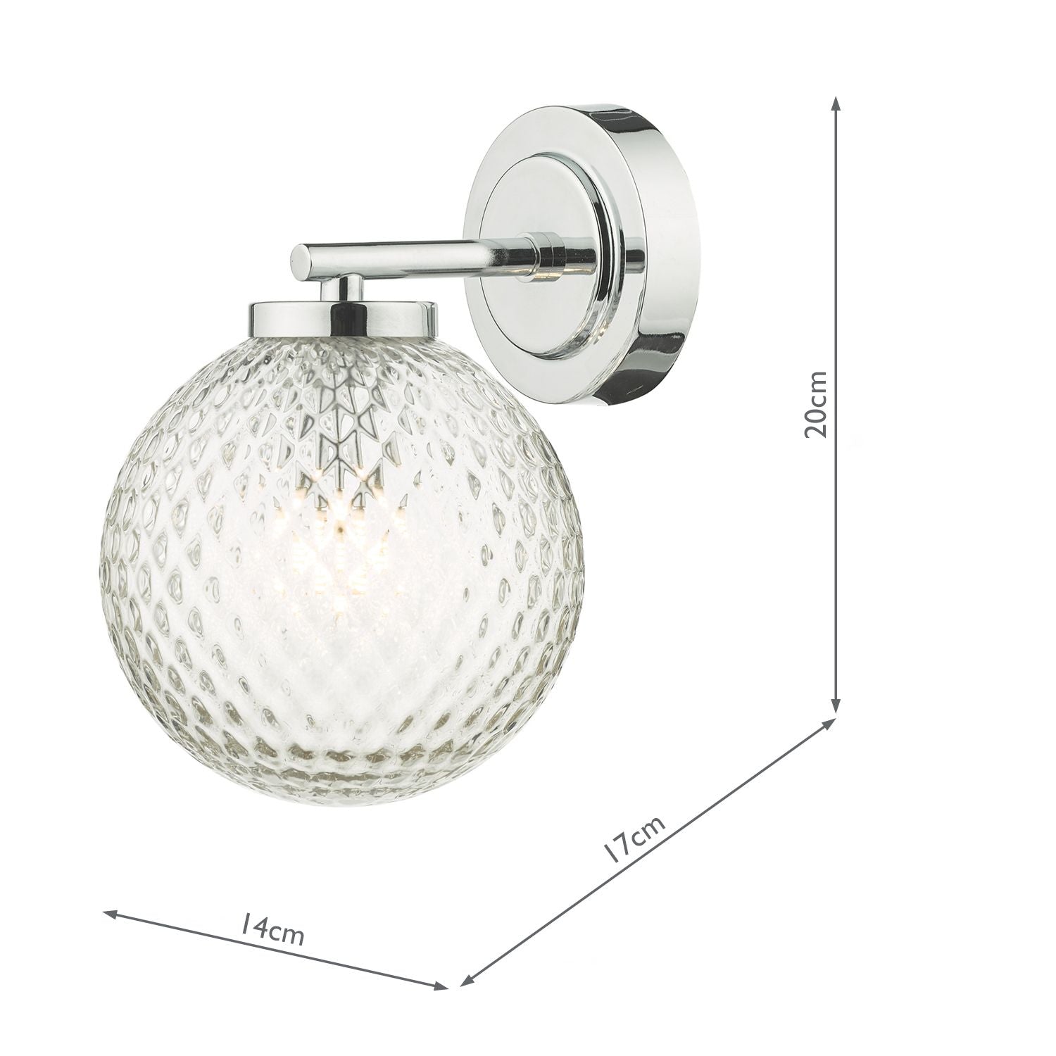 Wayne Bathroom Wall Light Polished Chrome/Matt Black Glass IP44