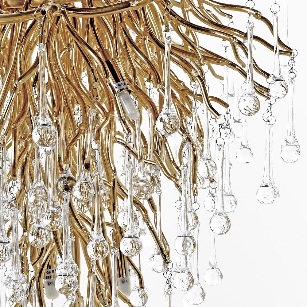 Ariana 10Lt Gold Droplet Chandelier