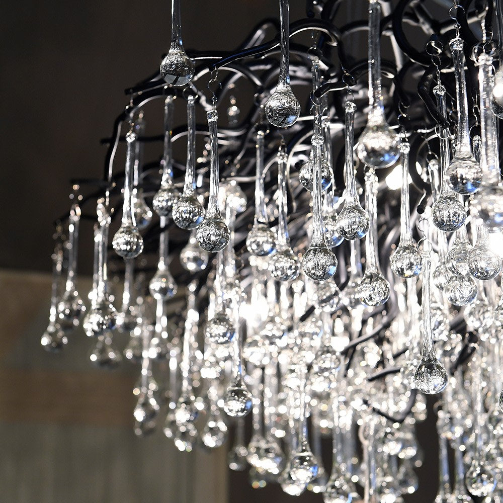 Saanich Clear Glass Droplet Chandelier