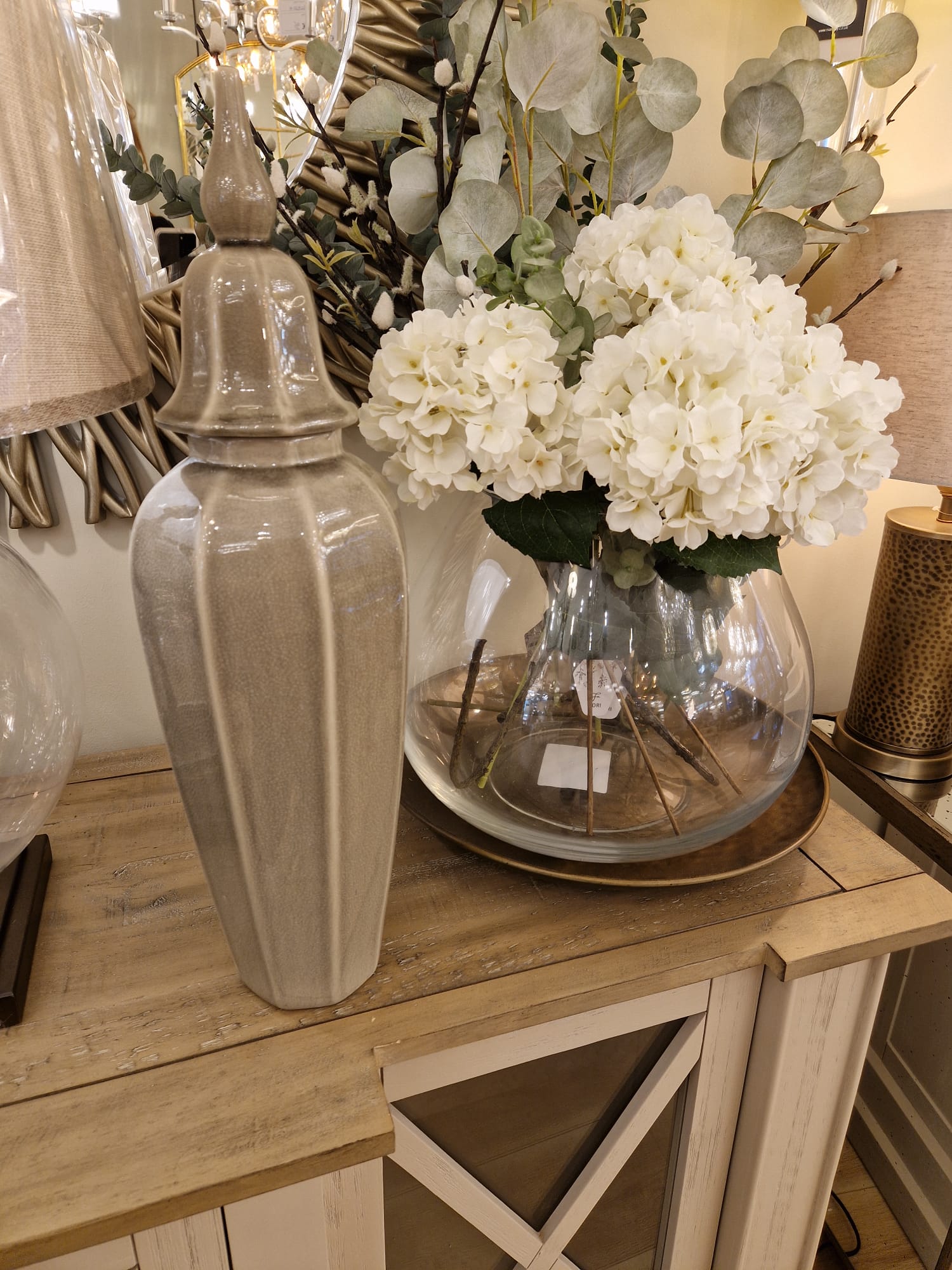 Large Grey Urn with Lid