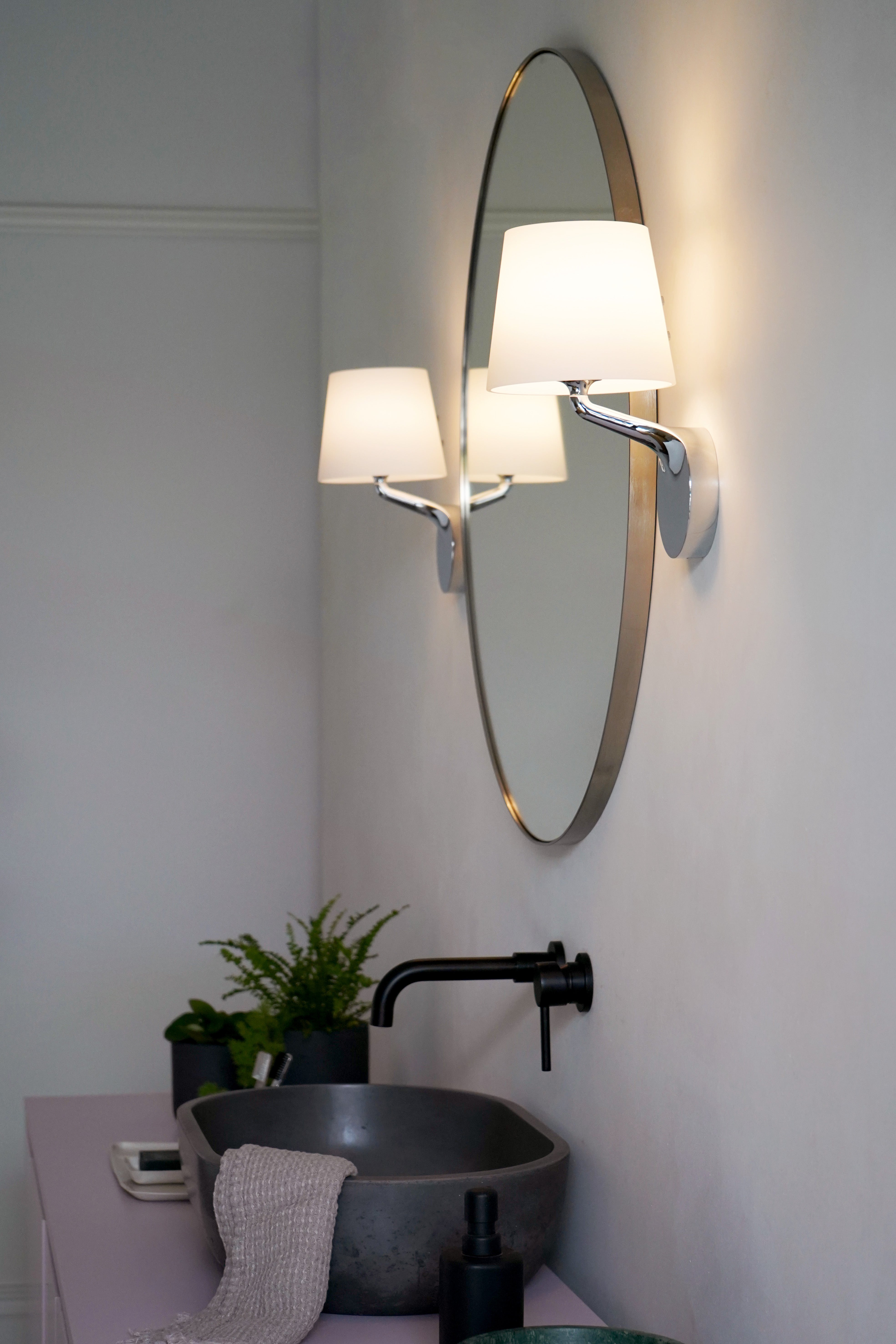 Millie Bathroom Wall Light- Polished Chrome/ Matt Black