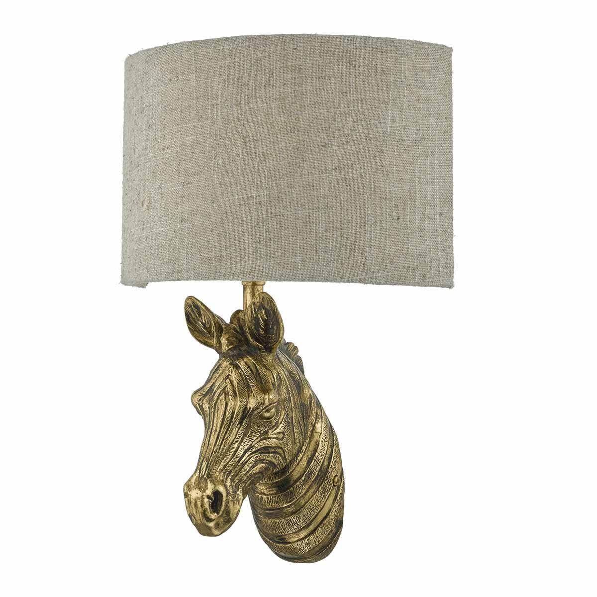 Dar Abby Zebra - Wall Light Gold C/W Natural Linen Shade - Cusack Lighting