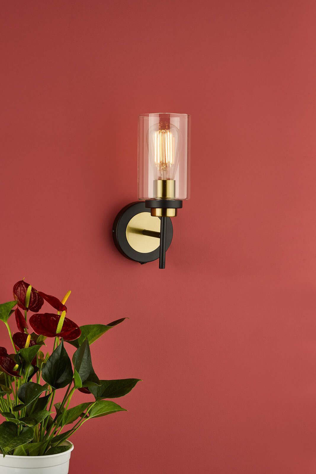 Dar Abel Wall Light - Satin Black & Gold Finish, IP20
