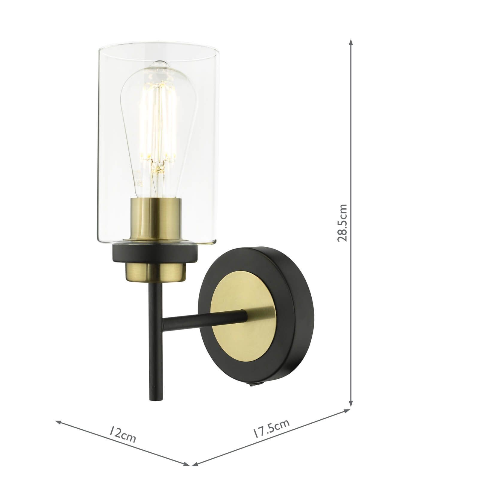 Dar Abel Wall Light - Satin Black & Gold Finish, IP20