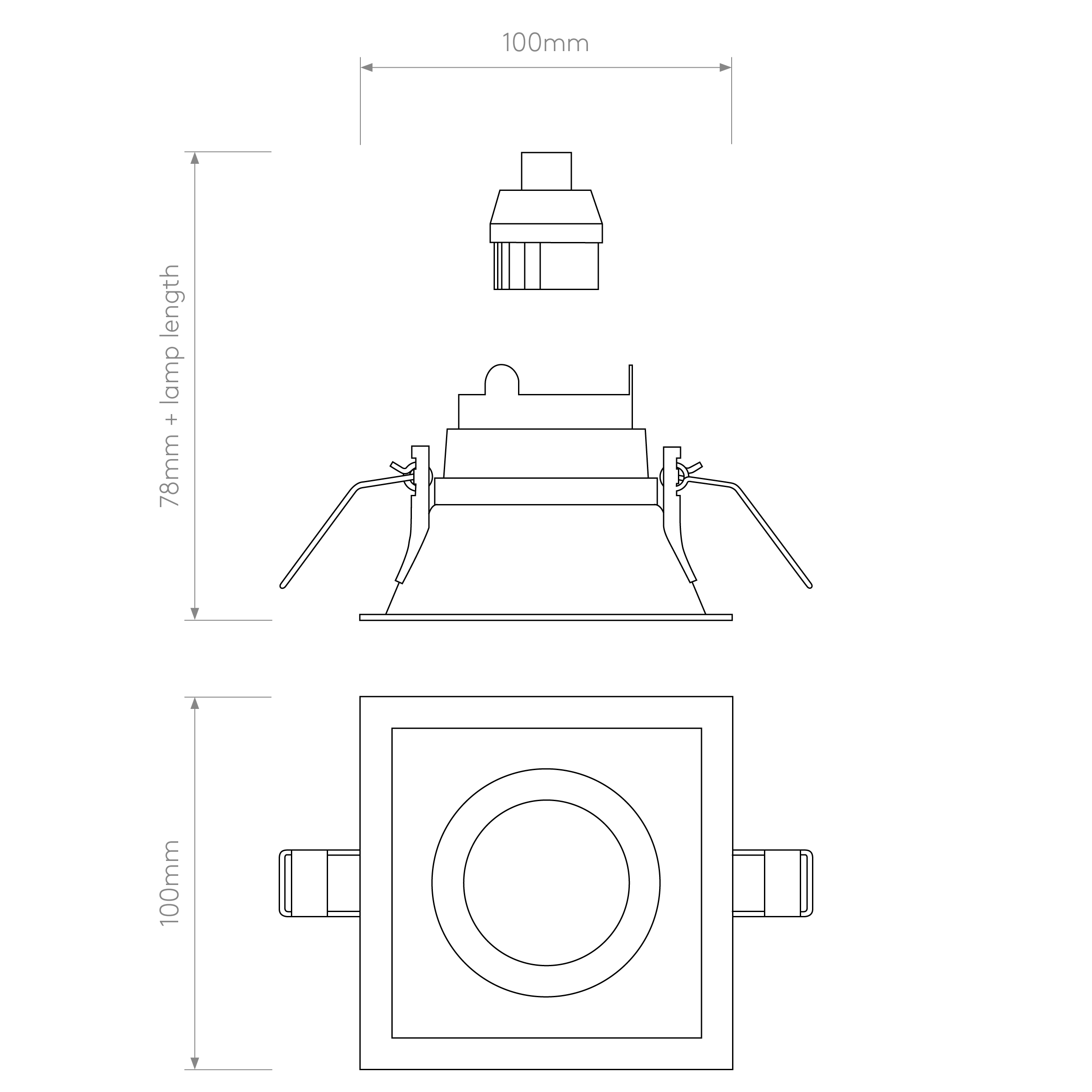 MinimaSquare IP65 Bathroom Recessed Ceiling Light Various Types