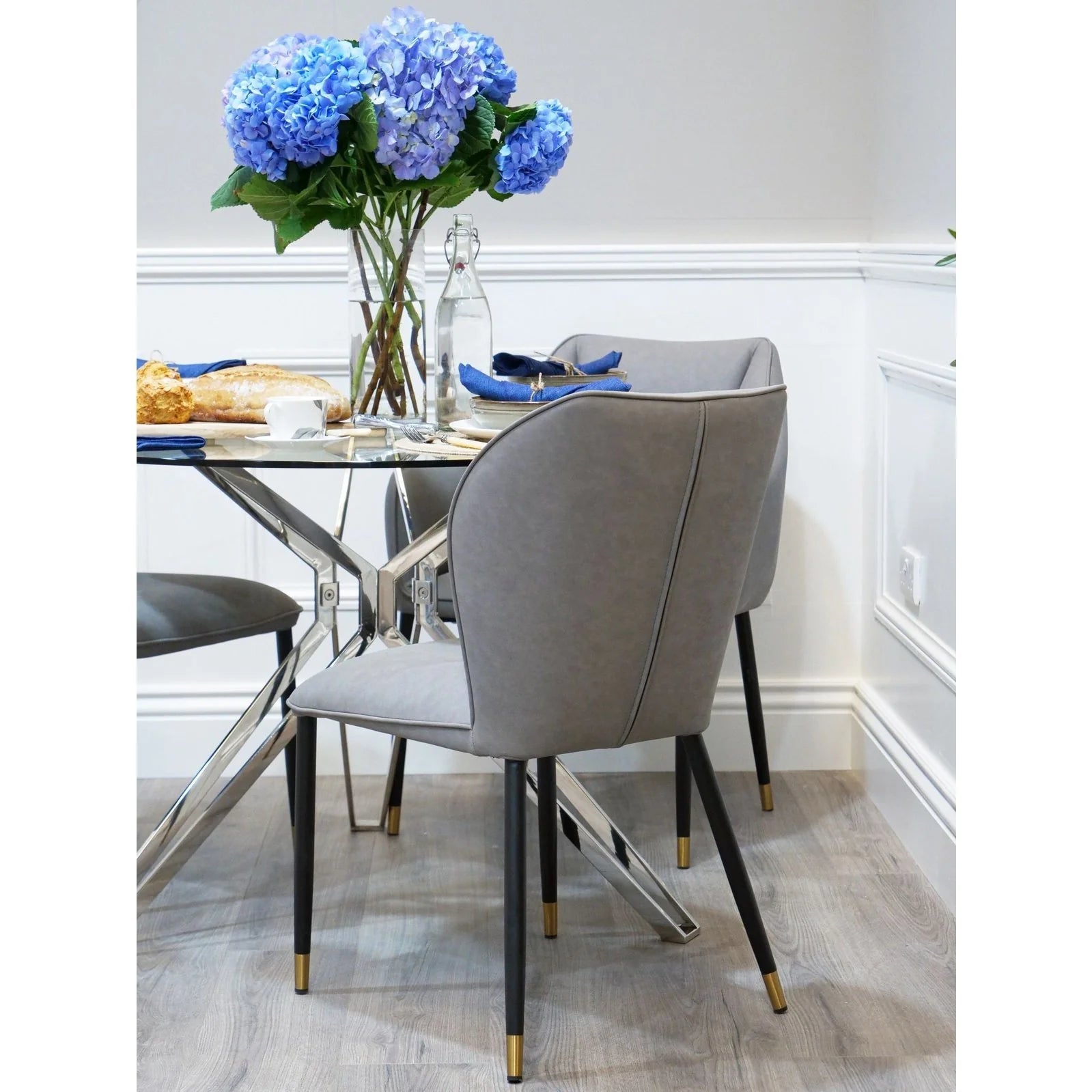 Alice Dining Chair - Grey Leatherette Finish