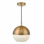 Andre 1 Light Single Pendant Grey/Brass Opal Glass