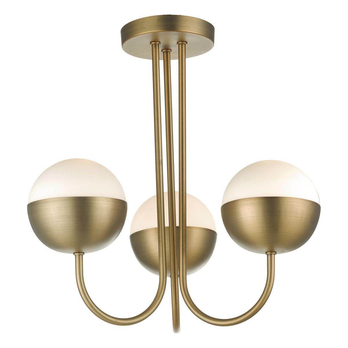 Dar Andre 3lt Semi Flush Aged Brass - Cusack Lighting