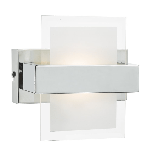 Dar Apt | LED Bathroom Wall Light | Polished Chrome & Glass - Cusack Lighting