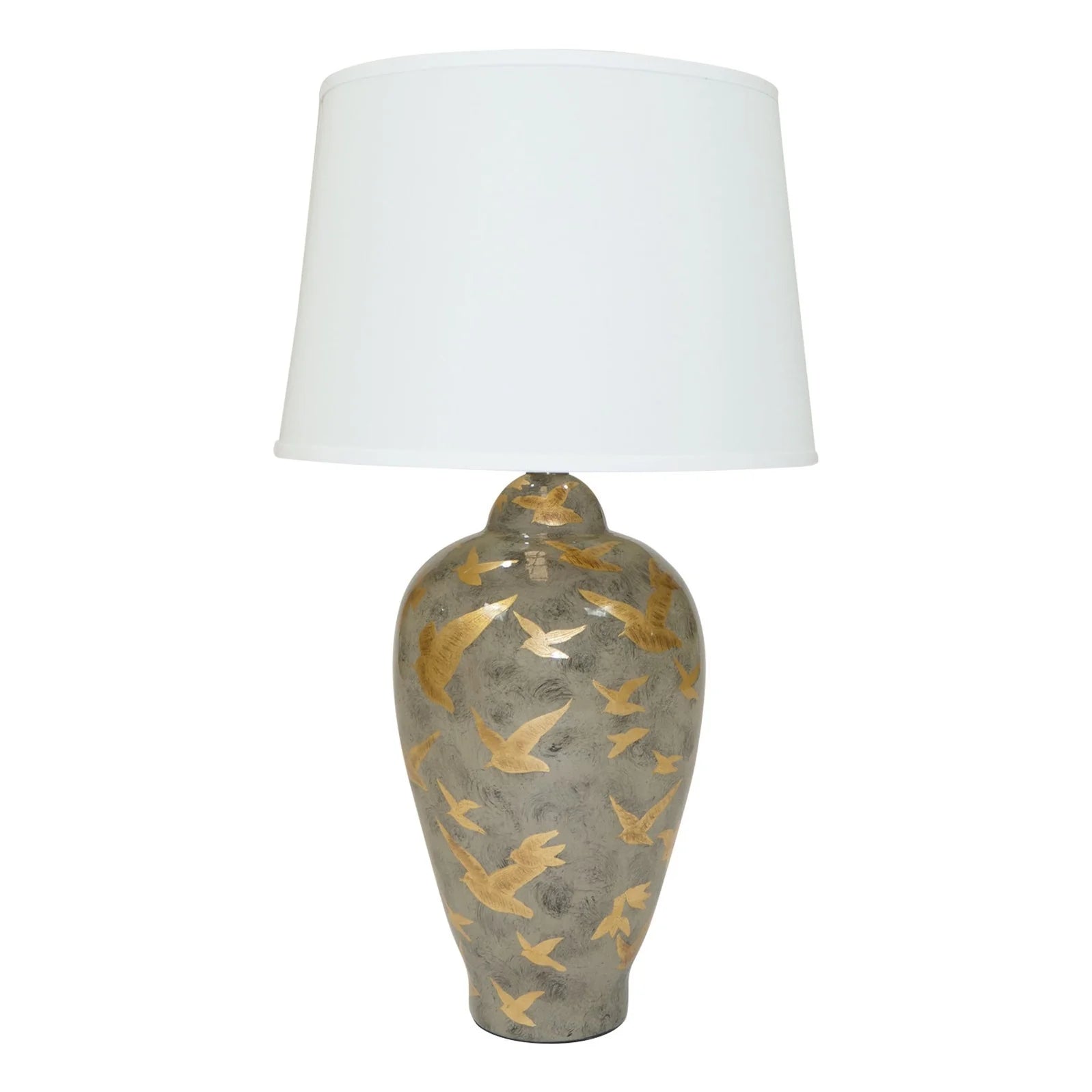 Ashford Large Lamp - Charcoal Grey & Bird Pattern Finish