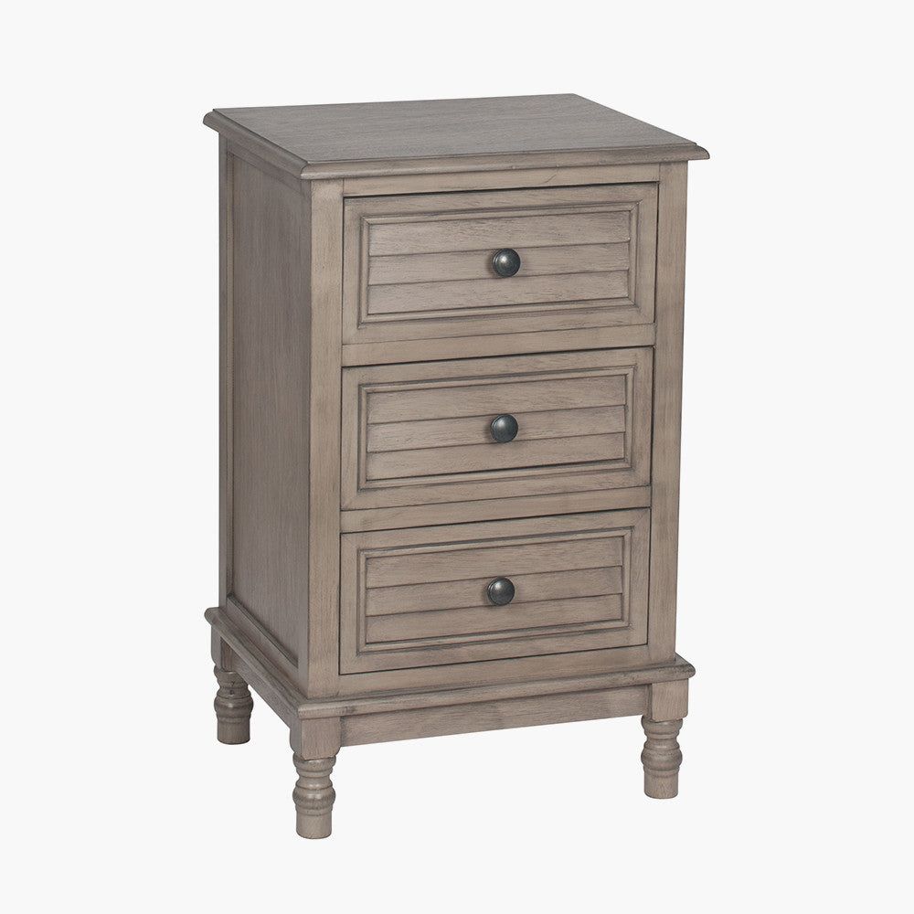 Ashwell 3 Drawer Unit K/D - Taupe Pine Wood Finish