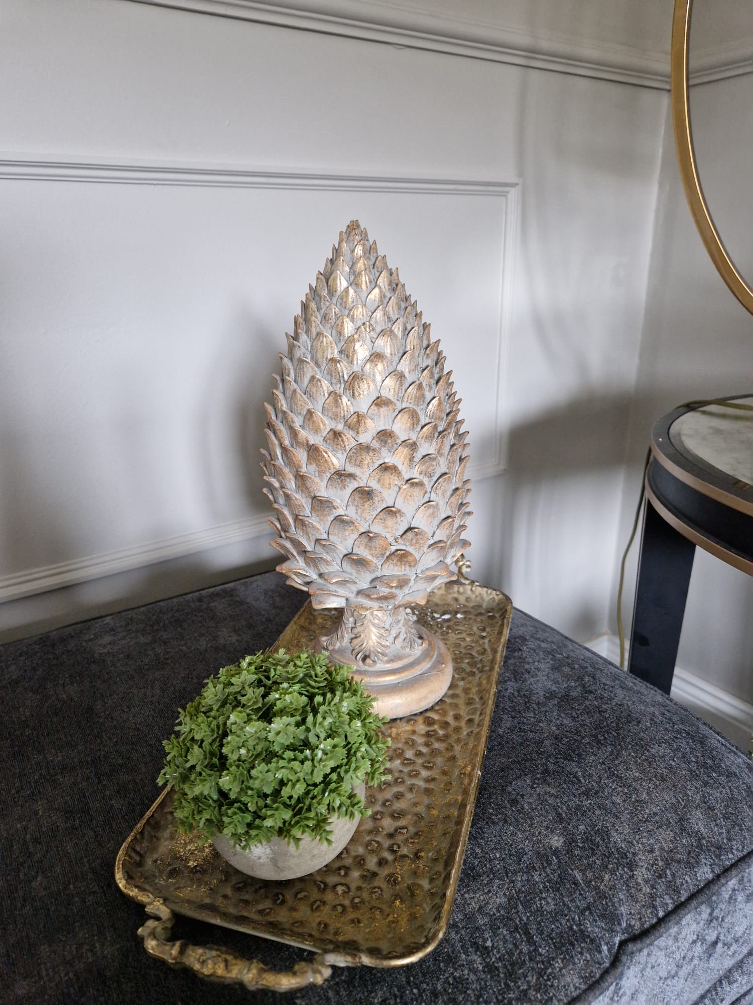 Cream & Gold Pine Cone Ornament