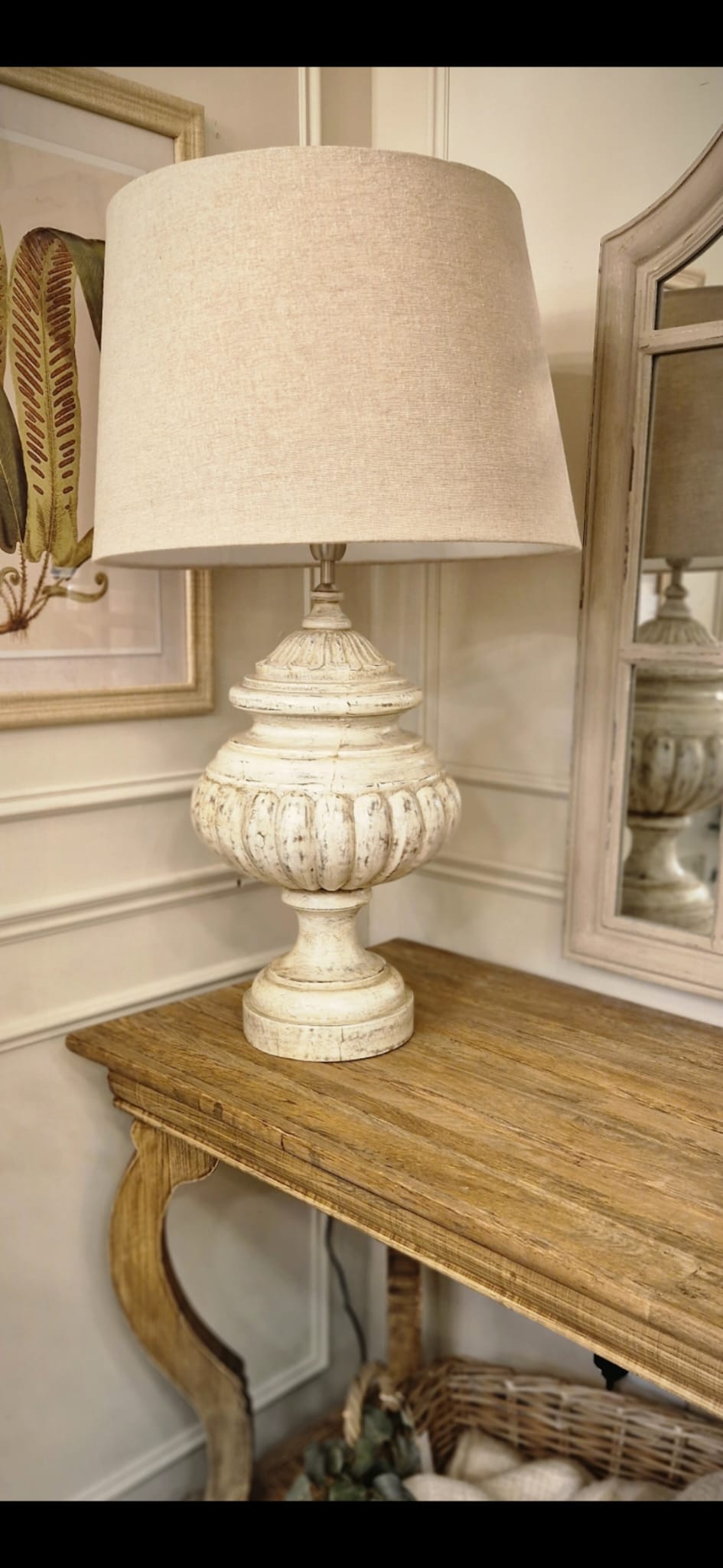 Aurelius White Wash Table Lamp with Linen Shade