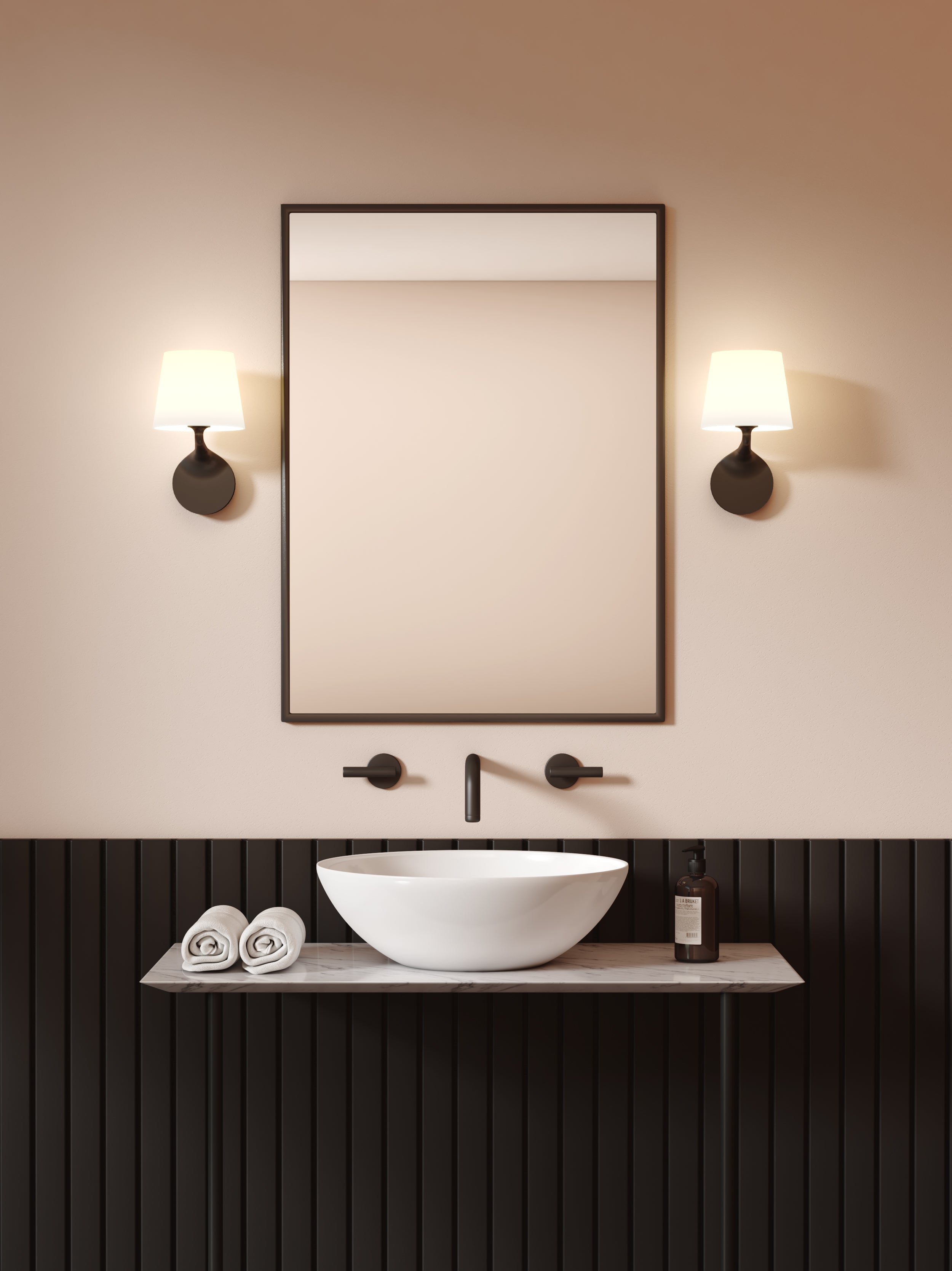 Millie Bathroom Wall Light- Polished Chrome/ Matt Black