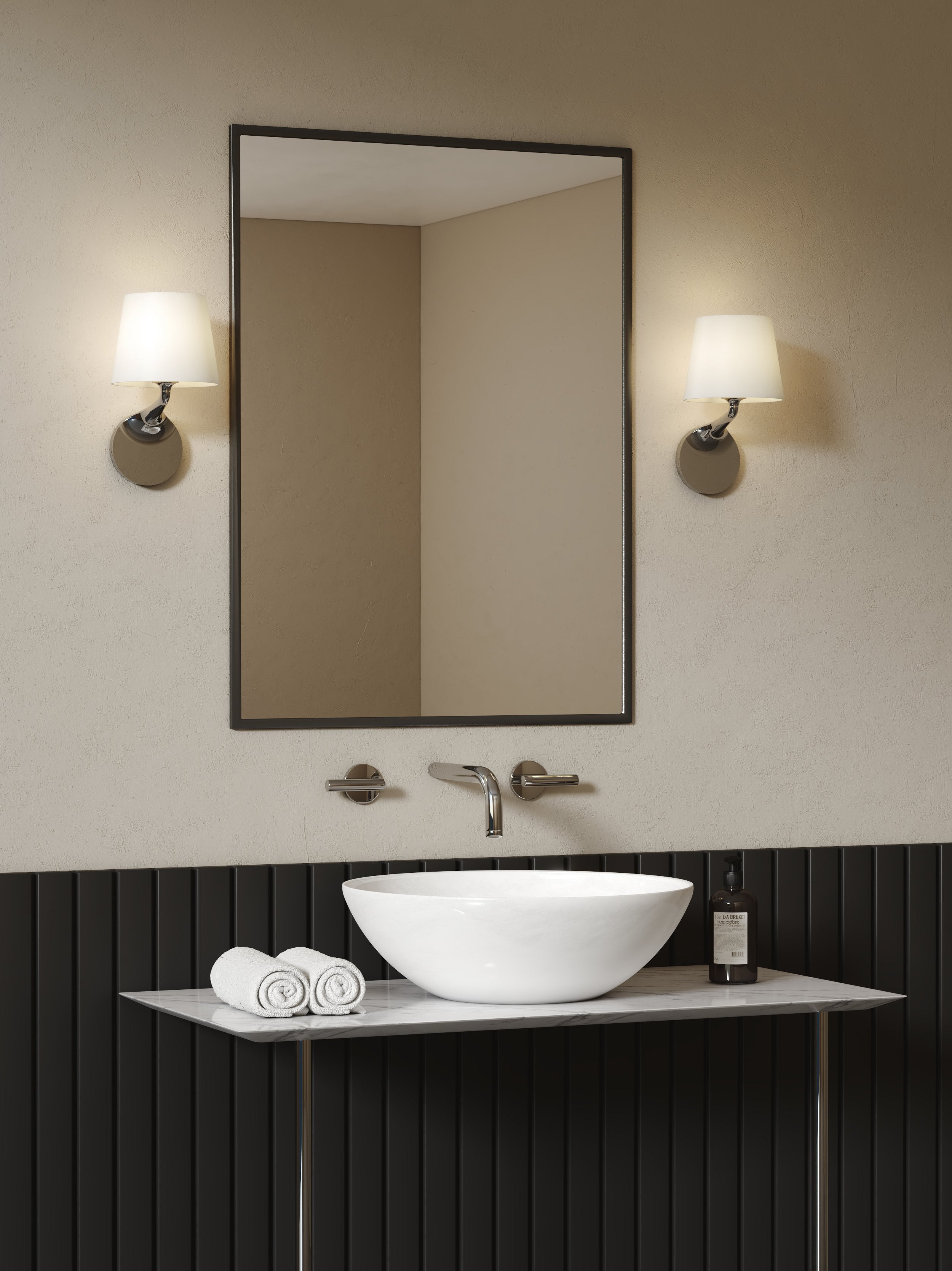 Millie Bathroom Wall Light- Polished Chrome/ Matt Black