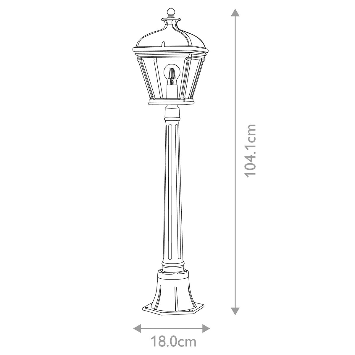 Bayview 1 Light Medium/Large Pillar Lantern - Black IP44 E27