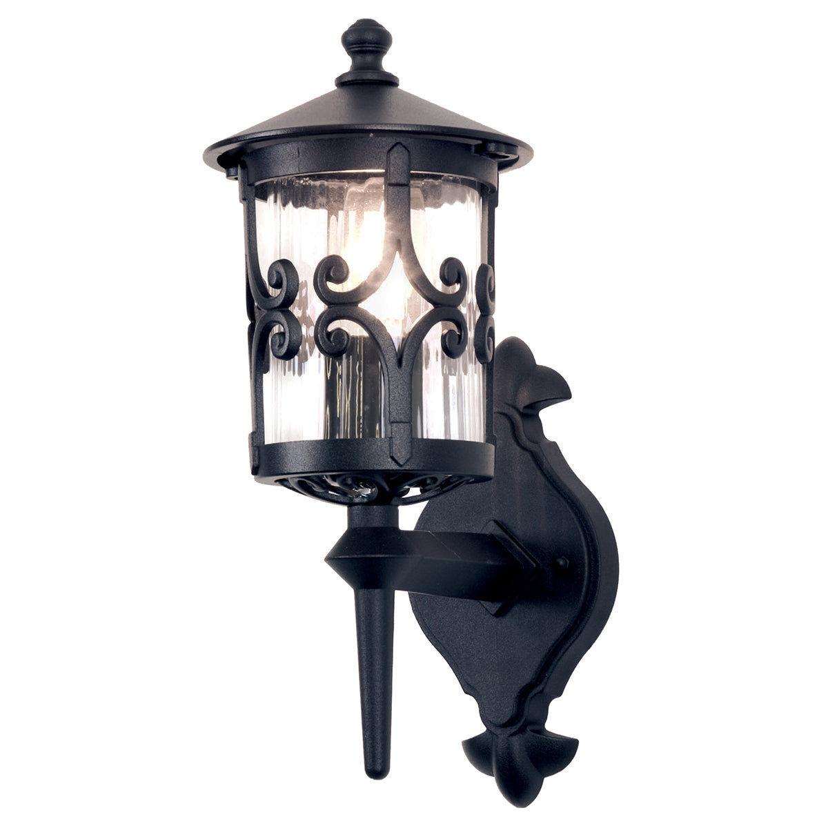 Hereford Medium Up Wall Lantern - Black Finish