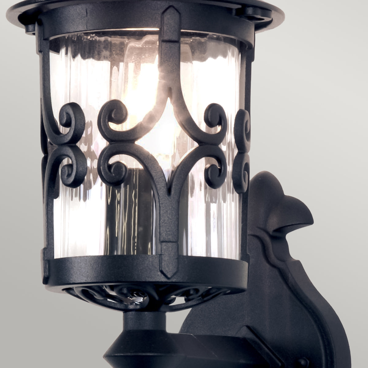 Hereford Medium Up Wall Lantern - Black Finish