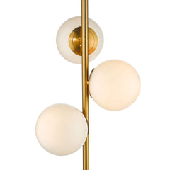 Dar Bombazine 3 Light Floor Lamp - Natural Brass & Opal Glass IP20