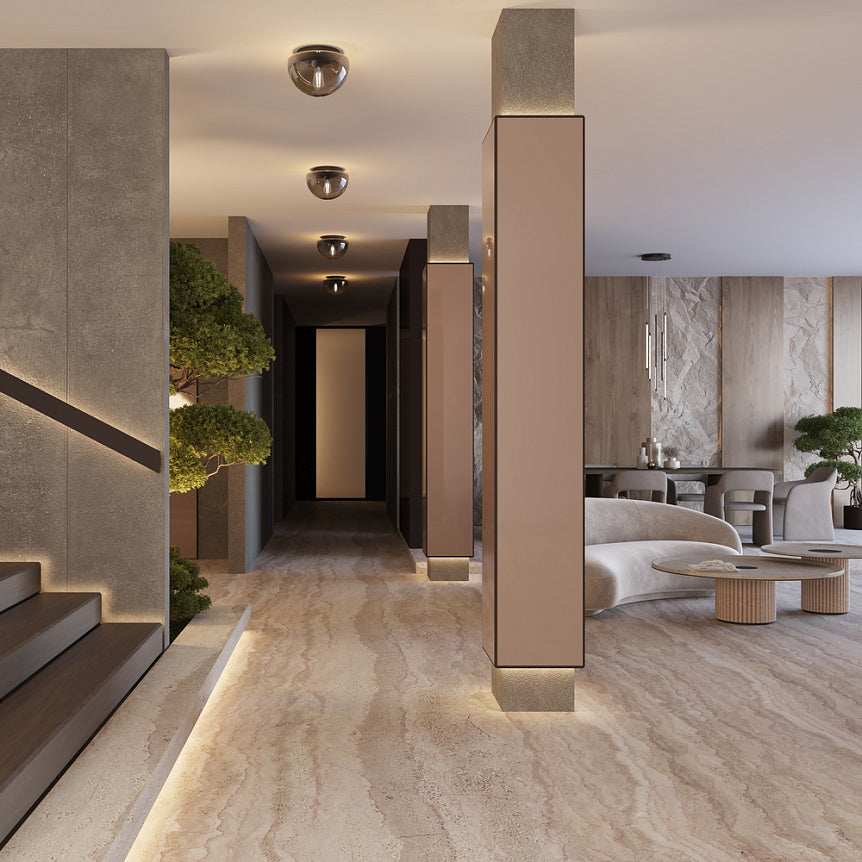 Glassy Ceiling Lamp- Gold/ Black Finishes