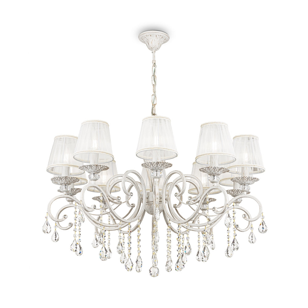 Grace 10Lt Chandelier - White with Gold