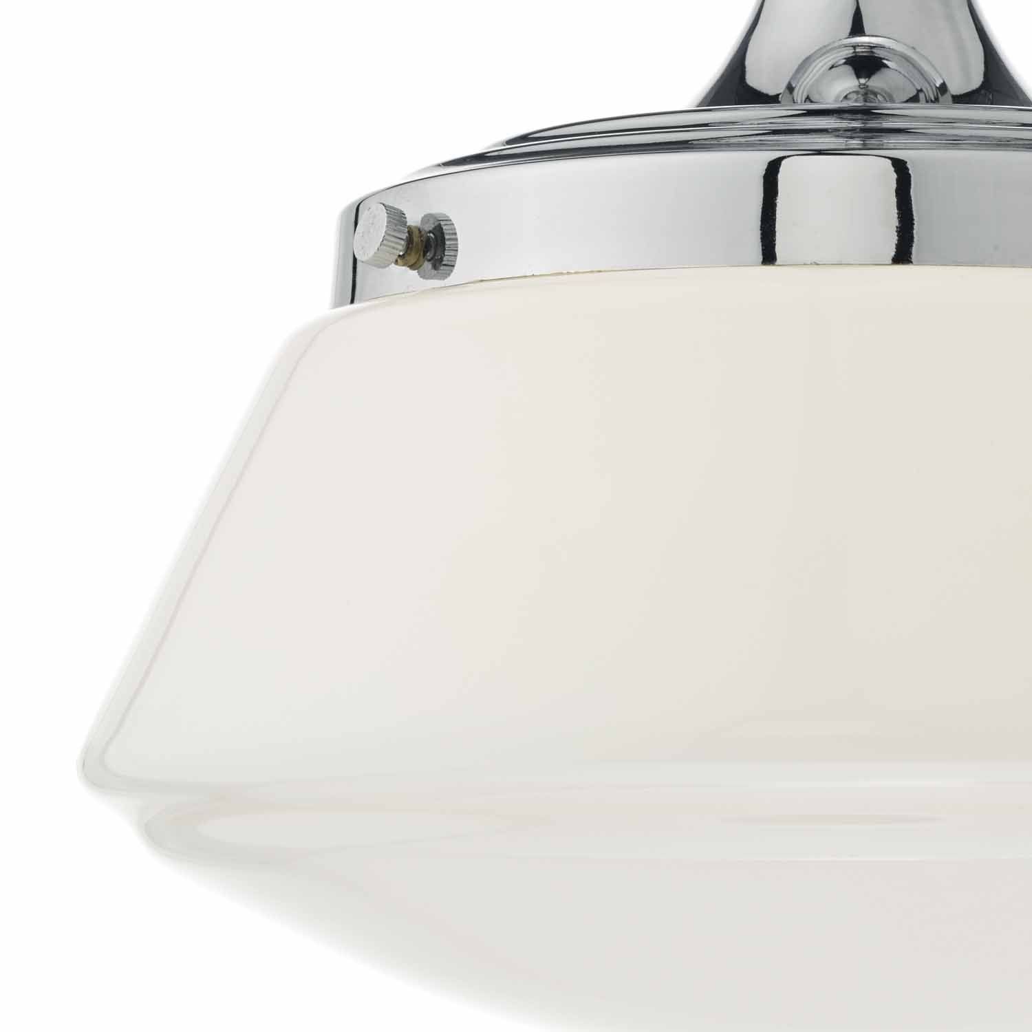 Dar Caden 1 Light Semi Flush Ceiling Light -  Polished Chrome/Antique Brass & Opal Glass IP44