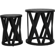 Cali Solid Wooden Set of 2 Nesting Side Tables in Black