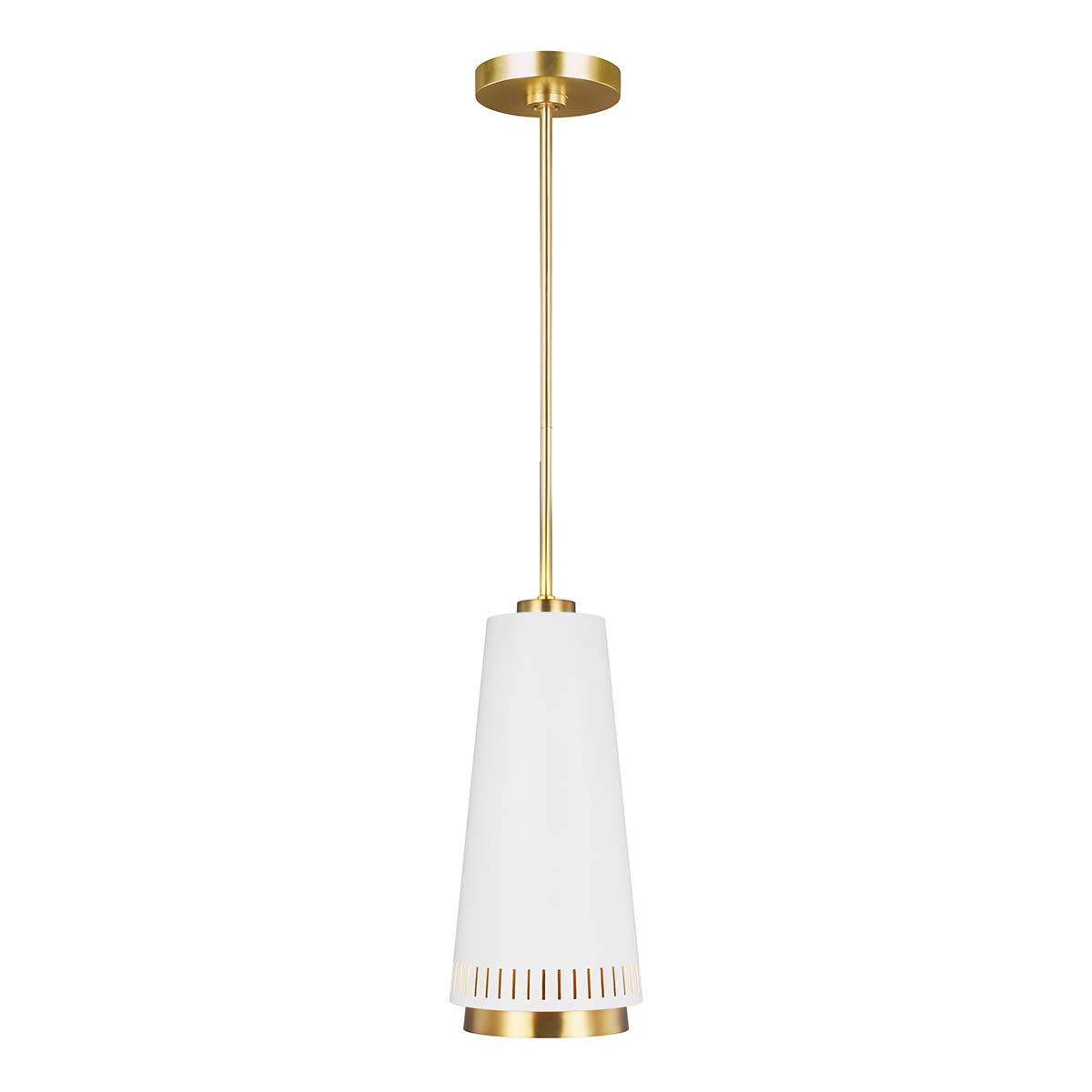 Carter 1 Light Pendant – Matte White & Brass