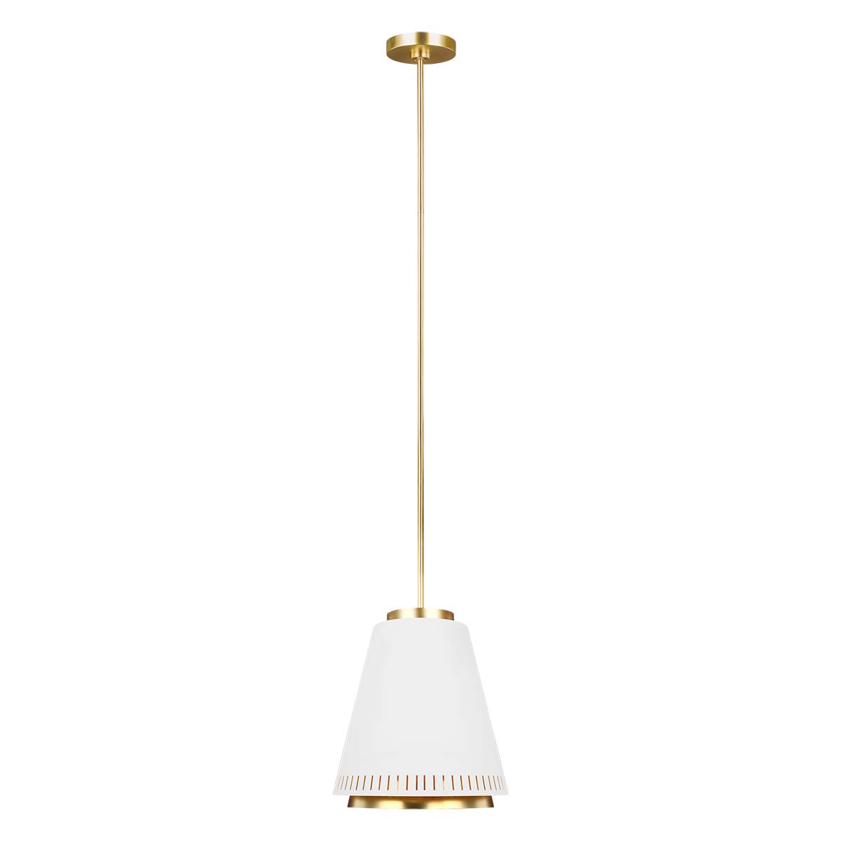 Carter 1 Light Pendant – Matte White & Brass