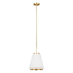 Carter 1 Light Pendant – Matte White & Brass