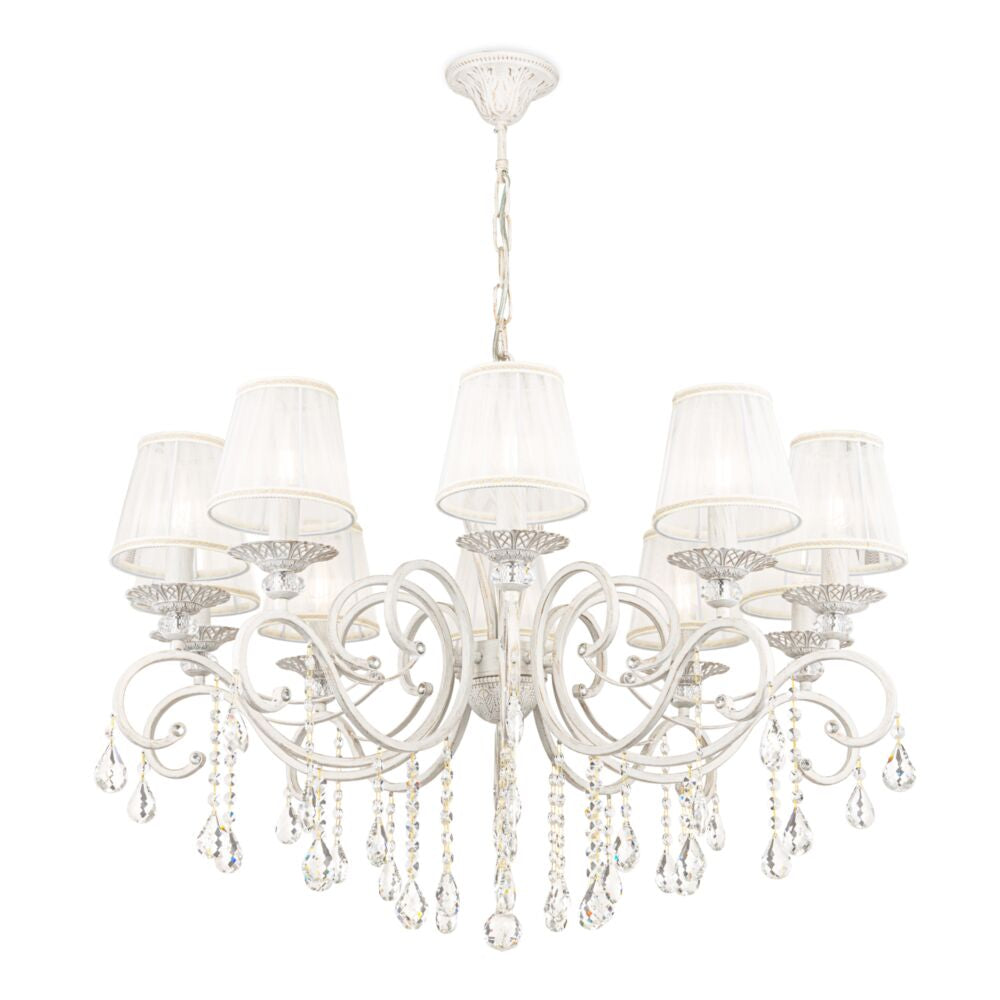 Grace 10Lt Chandelier - White with Gold