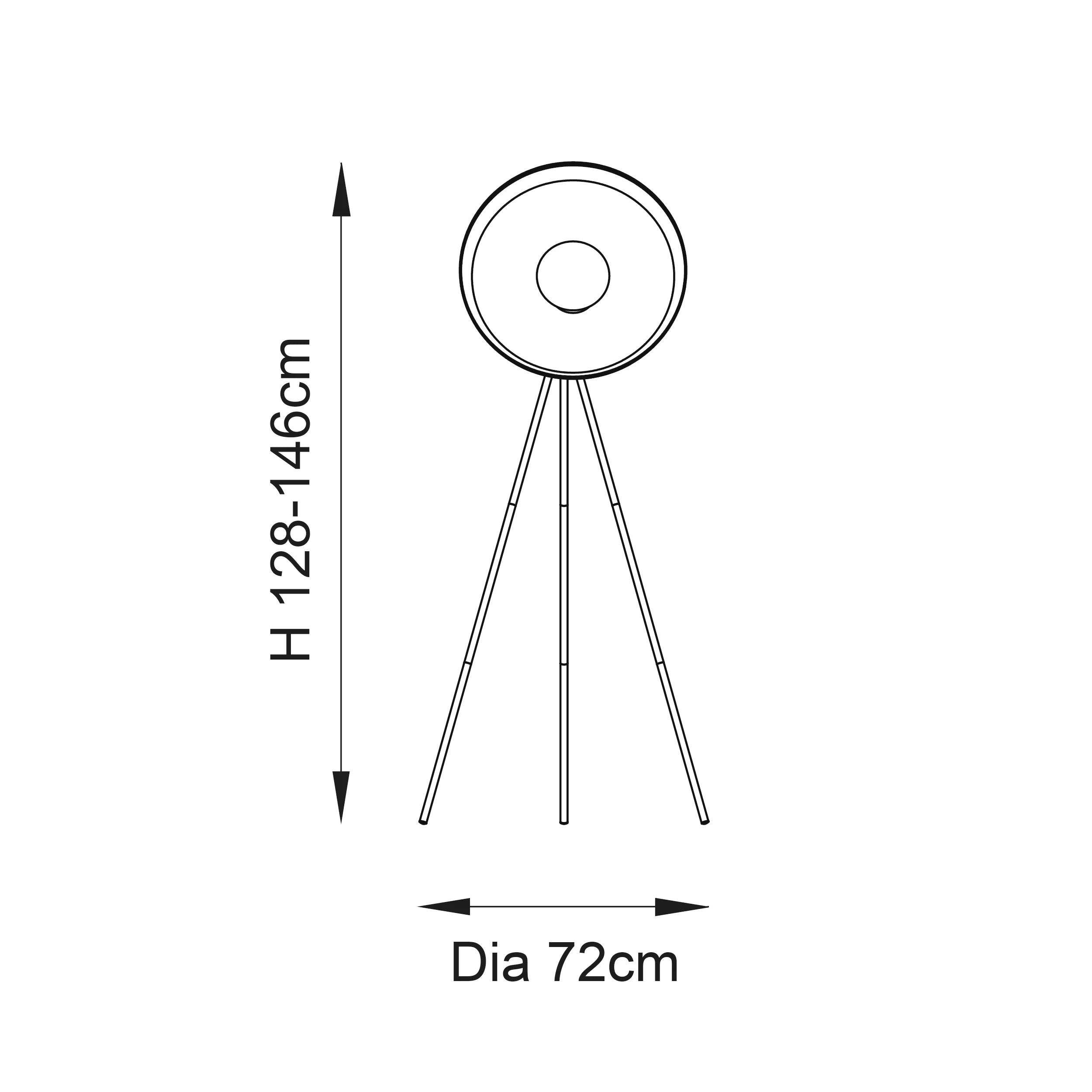 Hubble 1Lt Tripod Floor Lamp - Brass/Black