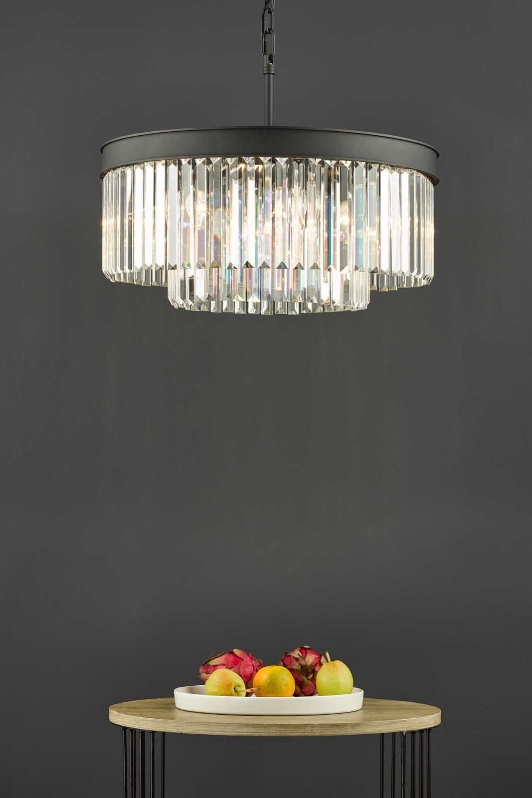 Celeus 6 Light Chandelier Anthracite & Crystal